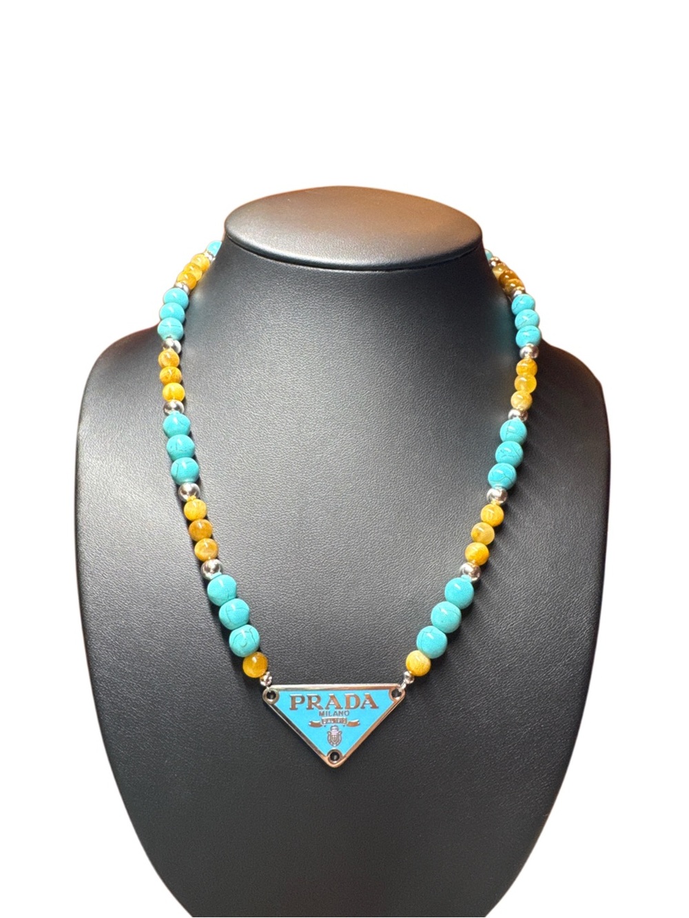 Charm necklece with authentic turquoise and natural stone accents